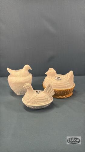 (3) COVERED BOWLS