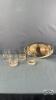 METAL TRAY WITH (4) WISKEY GLASSES