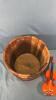 WOODEN BUCKET WITH A 12IN ORNAMENTAL VIOLIN - 3
