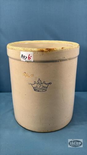 2 GALLON CROCK WITH HAIR LINE CRACKS