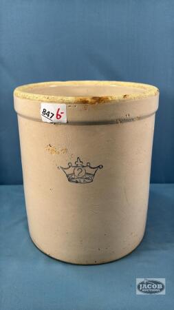 2 GALLON CROCK WITH HAIR LINE CRACKS