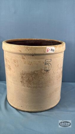 5 GALLON CROCK WITH POOR GLAZING