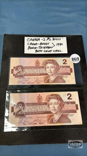 (2) CAN. 1986 $2 BILLS
