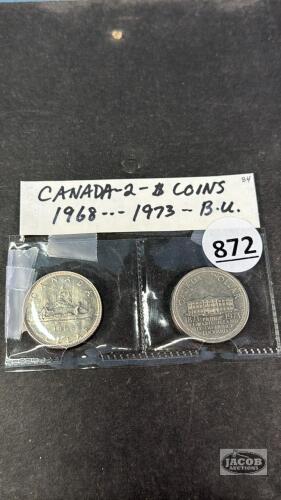 CAN. 1968 AND 1973 $1 COINS