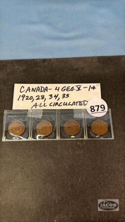 (4) CAN. GEO. IV 1CENT COINS