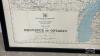 FRAMED MAP OF ONTARIO FROM 1930 - 2