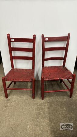 PAIR OF LADDER BACK CHAIRS WITH WOVEN SEATS