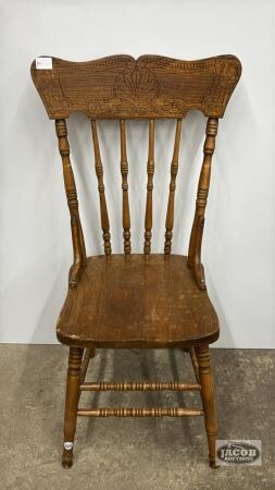 WOODEN PRESS BACK CHAIR