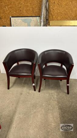 PAIR OF VINYL CLAD TUB CHAIRS