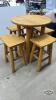 WOODEN PATIO SET WITH TABLE AND (4) STOOLS