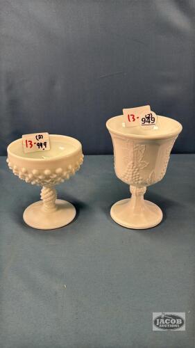 (2) MILK GLASS PEDESTAL PIECES