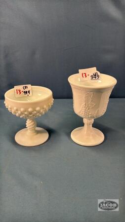 (2) MILK GLASS PEDESTAL PIECES