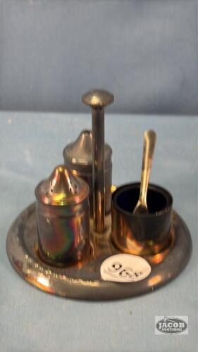 SILVER PLATE CONDEMENT SET