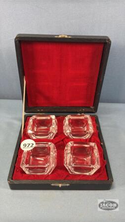 SET OF (4) HEAVY CRYSTAL GLASS SALT CELLS