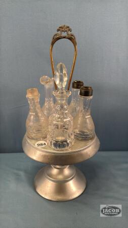 CASTER STAND WITH (5) MIX MATCHED BOTTLES
