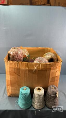 BOX OF YARN AND CROCHET COTTON