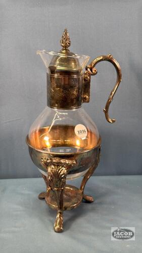 CARAFE IN SILVER PLATE STAND