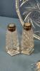 (3) SETS OF SALT AND PEPPERS ON A 10IN GLASS PLATE - 2