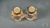 (3) SETS OF SALT AND PEPPERS ON A 10IN GLASS PLATE - 4