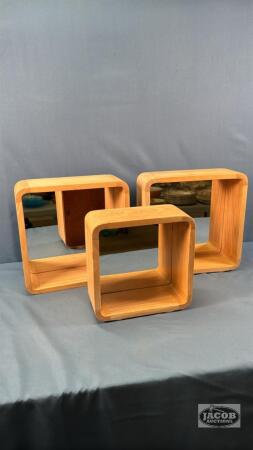 (3) MIRROR BACK WOODEN CUBES
