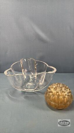 HEAVY TRIANGULAR GLASS BOWL