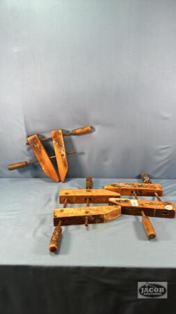 (3) WOODEN SCREW CLAMPS