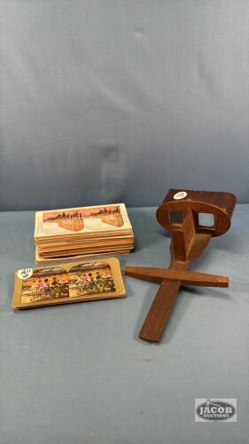 PARTIAL STEREO SCOPE AND APPROX. 50 CARDS