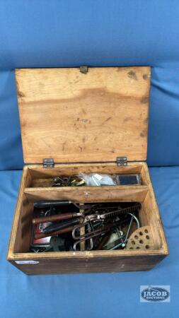WOODEN BOX WITH CONTENTS
