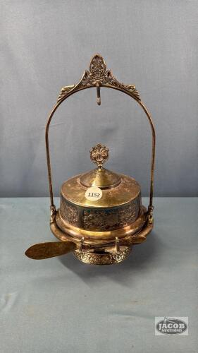 COVERED SILVER PLATE BUTTER DISH
