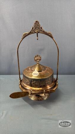 COVERED SILVER PLATE BUTTER DISH