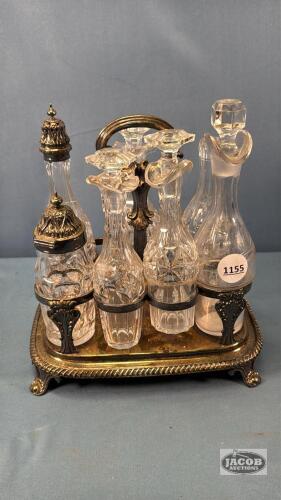 (7) BOTTLE SILVER PLATE CASTER STAND