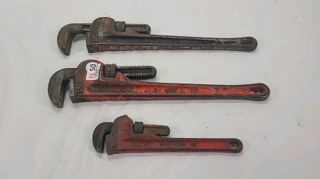 3 Ridgid Steel Pipe Wrenches -See Notes