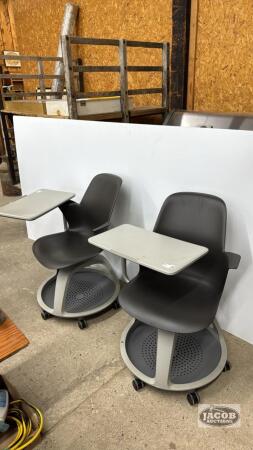 (2) ROLLING SWIVAL CHAIRS WITH SWING DESKS