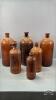 (6) AMBER BOTTLES