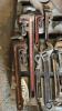 LOT OF PIPE AND ADJUSTABLE WRENCHES, AND CROWBAR - 2