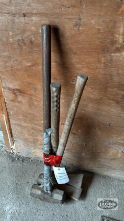SLEDGE HAMMER AND 2 TIRE SLEDGES