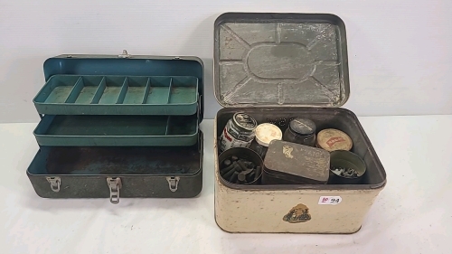 15in Tackle Box and Box of Assorted Hardware