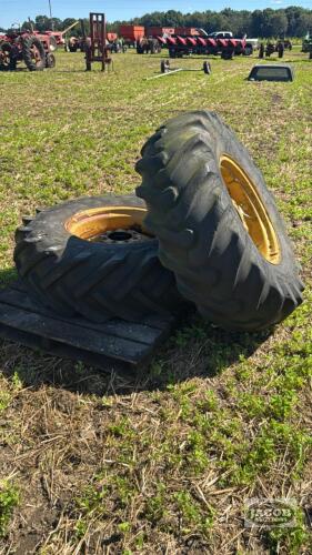 PAIR OF 8 BOLT RIMS WITH GOODYEAR 16.9 - 24 TIRES