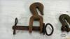 (2) 5/16 CHAIN HOOKS AND (1) 7IN LONG HOOK WITH PIN - 3