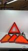 (3) METAL SMV SIGNS AND A SAFETY TRIANGLE