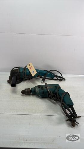MAKITA ANGLE GRINDER & 1/2IN ELECTRIC DRILL