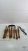 WOOD CHISSEL LOT WITH A SCALING HAMMER