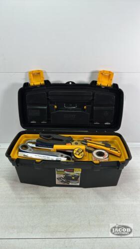 PLASTIC TOOL BOX WITH CONTENTS