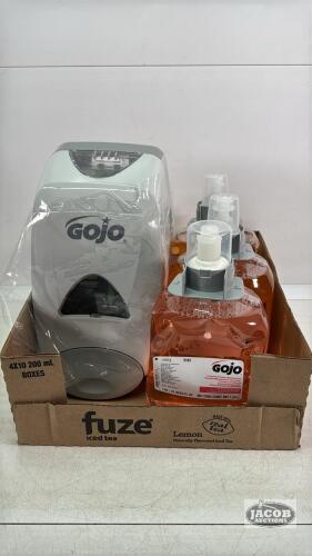 GOJO SOAP DISPENSER WITH (3) BOTTLES OF SOAP