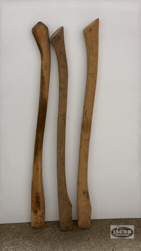 (3) WOODEN AXE HANDLES