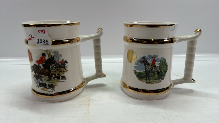 2 Prince William Ware Tankards w/ 22ct Gold Trim