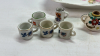 Qty of Miniature Cups in Hand Painted Celery Dish - 2