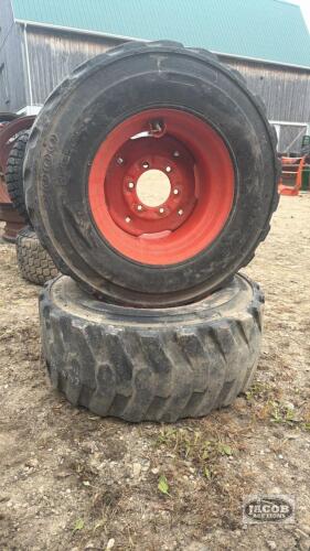 Pair of 12-16.5 tires on Kubota 6 bolt wheels