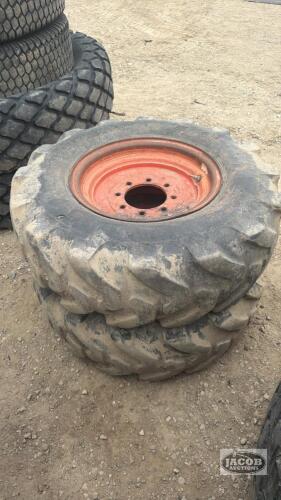 Pair of 12.5/80-18 tires on Kubota 8 bolt wheels