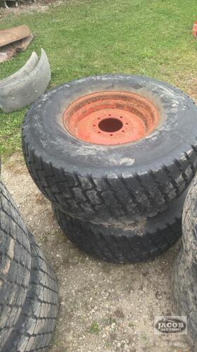 Pair of 44x18.00-20 tires on Kubota 8 bolt wheels